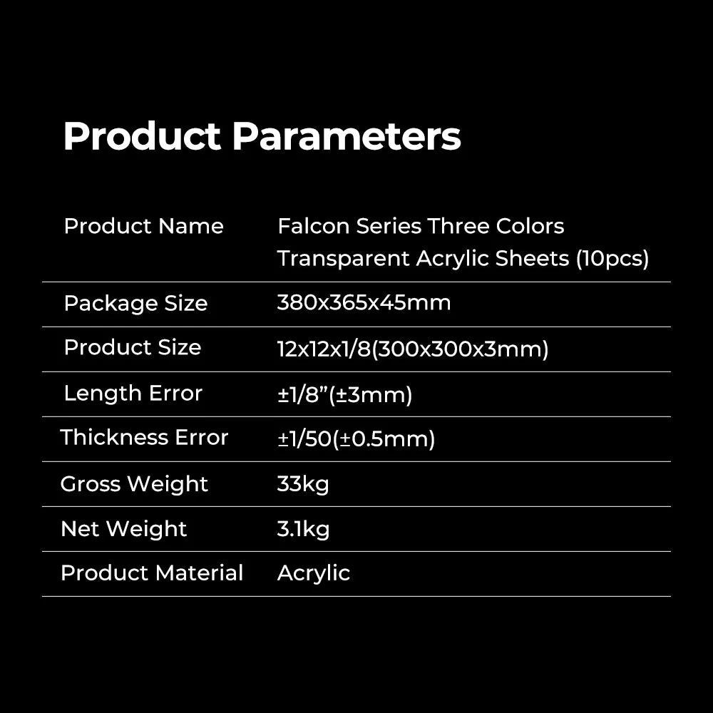 Falcon Series Opaque Glossy Colorful Acrylic Sheets - 10pcs - Image 6