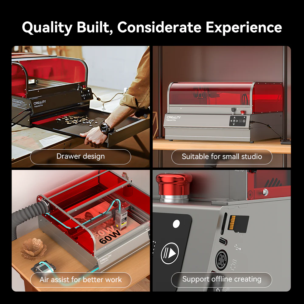 Creality Falcon2 Pro 60W Laser Engraver and Cutter + FREE 1.6W Laser Module - Image 9